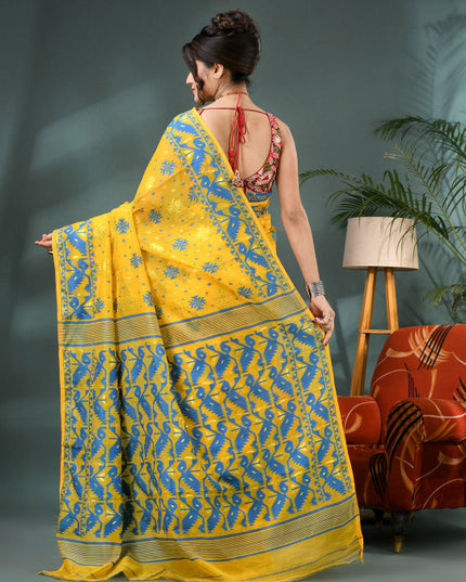 DESH BIDESH Woven Design Silk Cotton Jamdani Saree - Sarees for Women 35203832