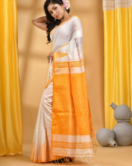 DESH BIDESH Woven Design Pure Cotton Taant Saree