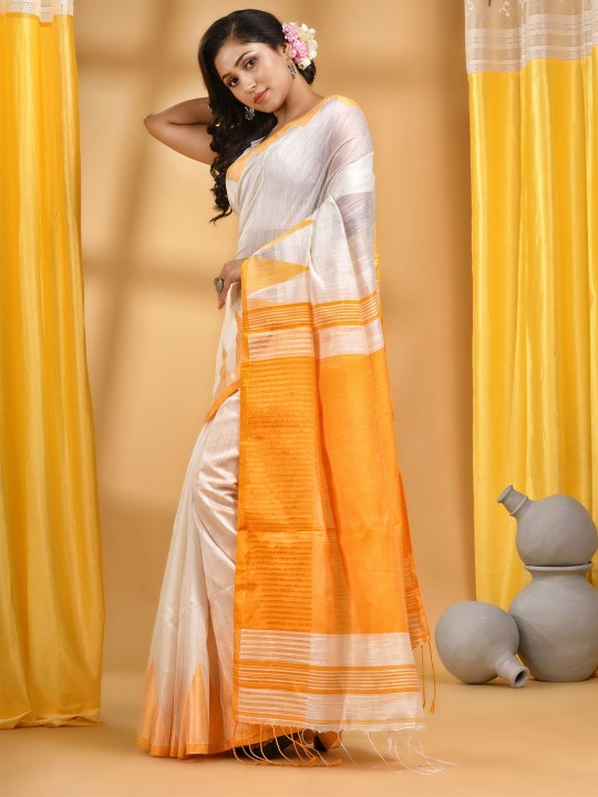 DESH BIDESH Woven Design Pure Cotton Taant Saree