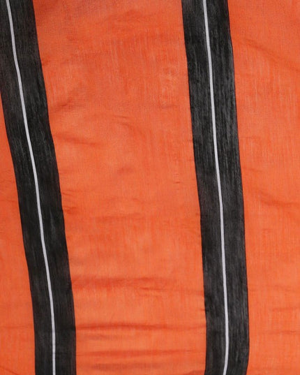Exquisite Striped Silk Cotton Saree in Orange and Black with Solid Border