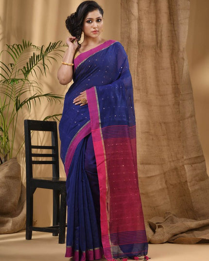 DESH BIDESH Embellished Sequinned Taant Saree