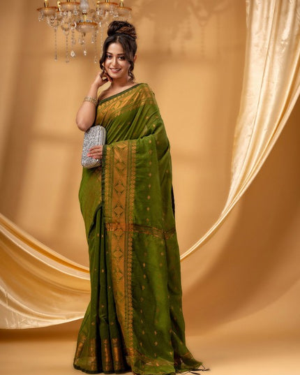 DESH BIDESH Ethnic Motifs Woven Design Chanderi Saree