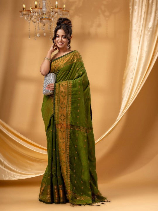 DESH BIDESH Ethnic Motifs Woven Design Chanderi Saree