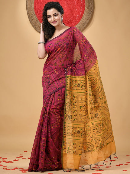 DESH BIDESH Warli Printed Block Print Saree: Elegant, Traditional Indian Attire for Women