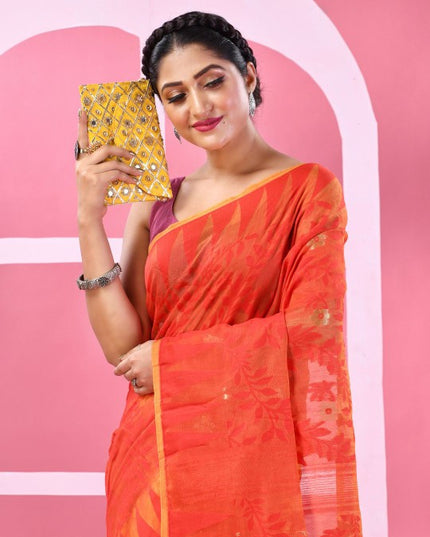 DESH BIDESH Woven Design Pure Cotton Taant Saree