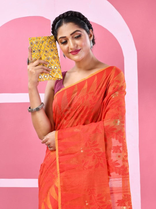 DESH BIDESH Woven Design Pure Cotton Taant Saree