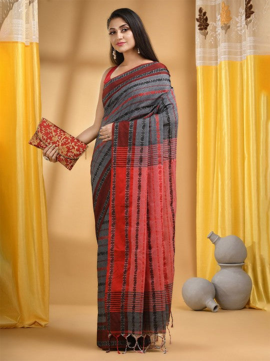 DESH BIDESH Woven Design Pure Cotton Taant Saree
