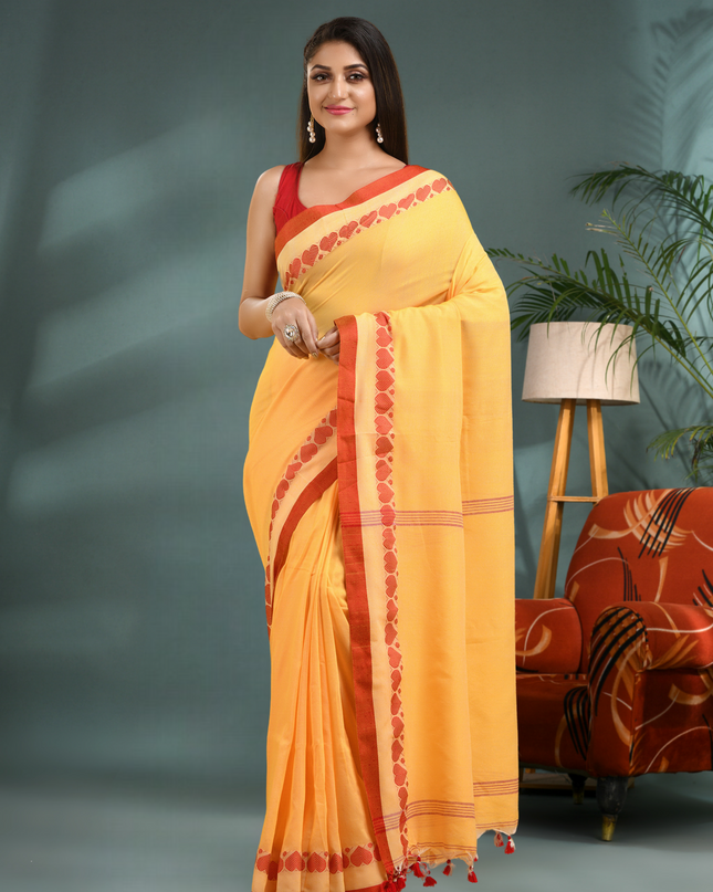 Women’s Traditional Bengali Tant Handloom Cotton Saree – Loveria Design