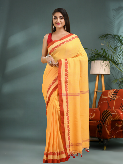 Women’s Traditional Bengali Tant Handloom Cotton Saree – Loveria Design