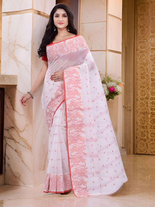 DESH BIDESH Floral Zari Pure Cotton Saree