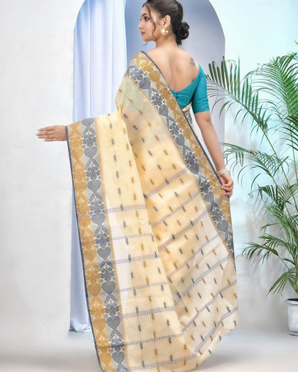 DESH BIDESH Woven Design Pure Cotton Taant Saree