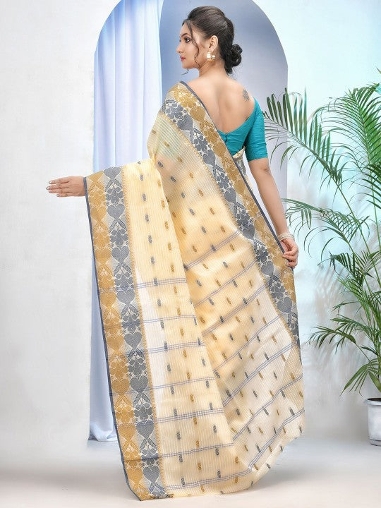 DESH BIDESH Woven Design Pure Cotton Taant Saree