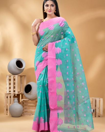 DESH BIDESH Woven Design Ethnic Motifs Pure Cotton Taant Saree