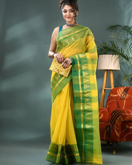 DESH BIDESH Bandhani Zari Pure Cotton Taant Saree