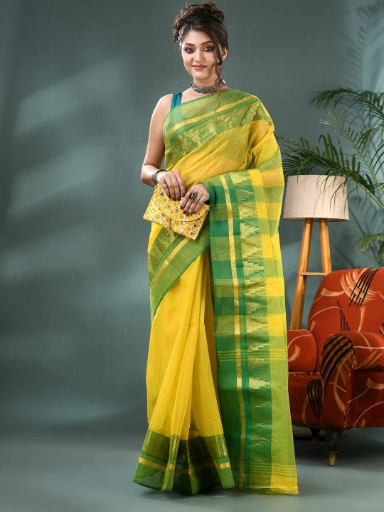 DESH BIDESH Bandhani Zari Pure Cotton Taant Saree