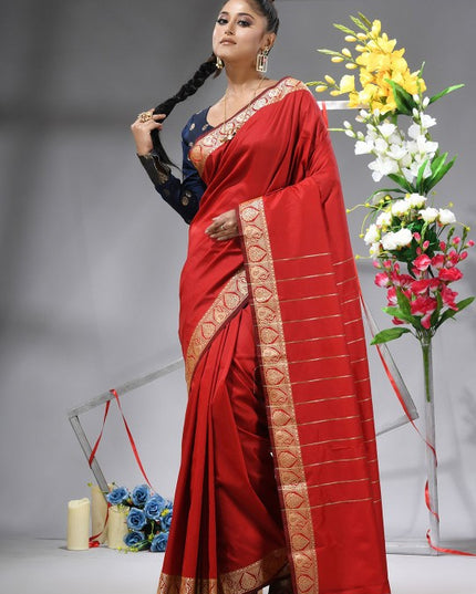 Exquisite Red & Gold Woven Design Zari Saree for Women - Traditional Indian Wear