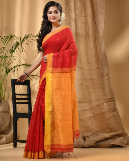 DESH BIDESH Ethnic Motifs Sequinned Taant Saree