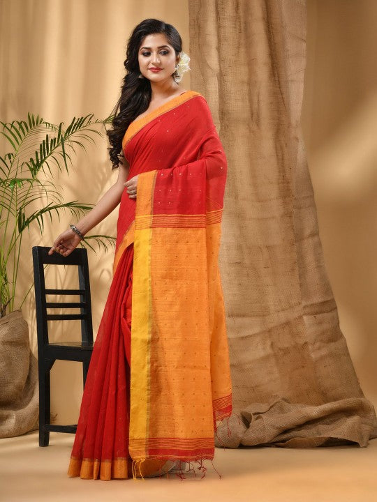 DESH BIDESH Ethnic Motifs Sequinned Taant Saree