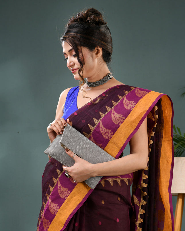 Handloom Cotton Tant Saree – Sitaara Borfi Design