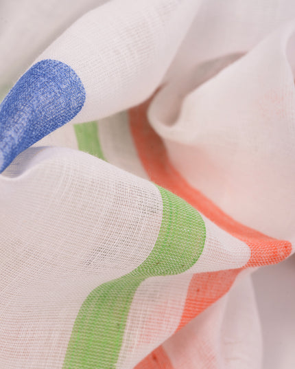 Tri Color Cotton Saree for Independence Day Soft Pure Mulmul Saree