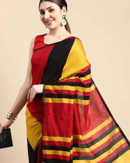 DESH BIDESH Striped Silk Cotton Saree: Vibrant, Premium Quality, Traditional Indian Attire