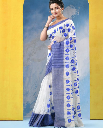 DESH BIDESH Floral Embroidered Pure Cotton Saree - Sarees for Women 33740029