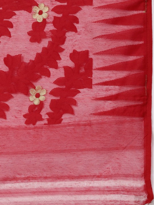 DESH BIDESH Floral Pure Cotton Taant Saree