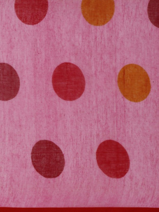 DESH BIDESH Mulmul Cotton Polka Print Taant Saree