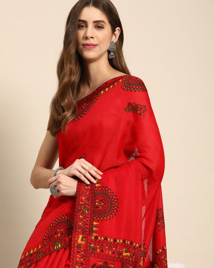 DESH BIDESH Warli Pure Cotton Taant Saree