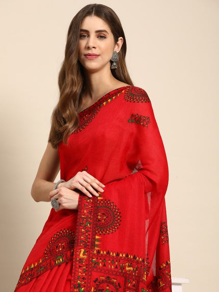 DESH BIDESH Warli Pure Cotton Taant Saree