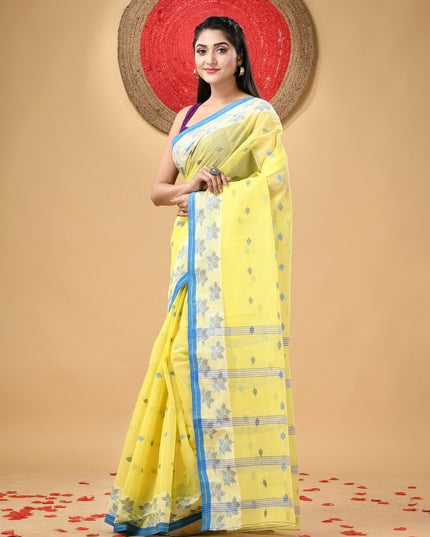 Ethnic Motifs Woven Design Pure Cotton Taant Saree for Women