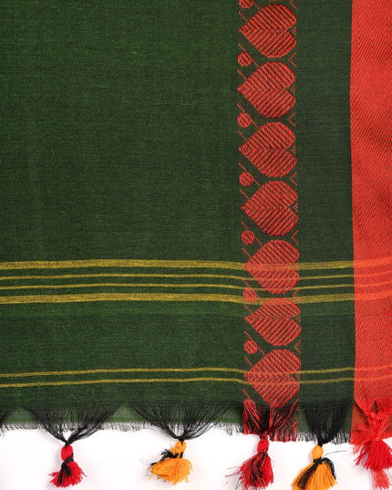 DESH BIDESH Bengali Zari Pure Cotton Handloom Taant Saree