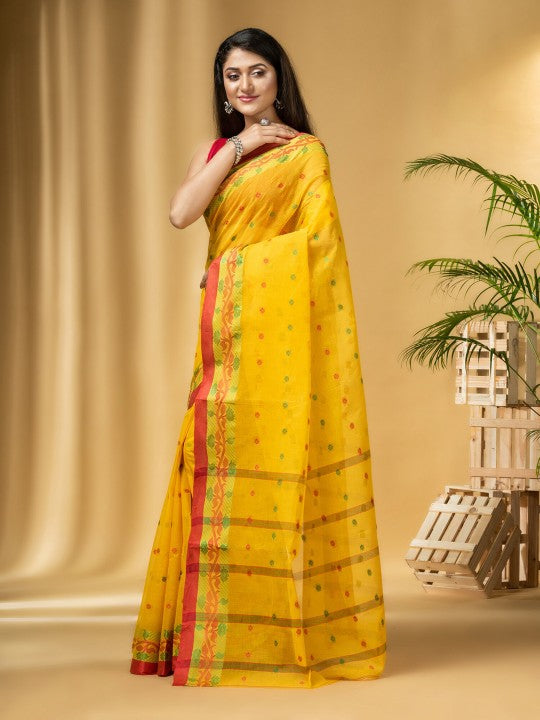 DESH BIDESH Ethnic Motifs Woven Design Pure Cotton Taant Saree