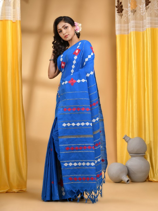 DESH BIDESH Pure Cotton Applique Taant Saree