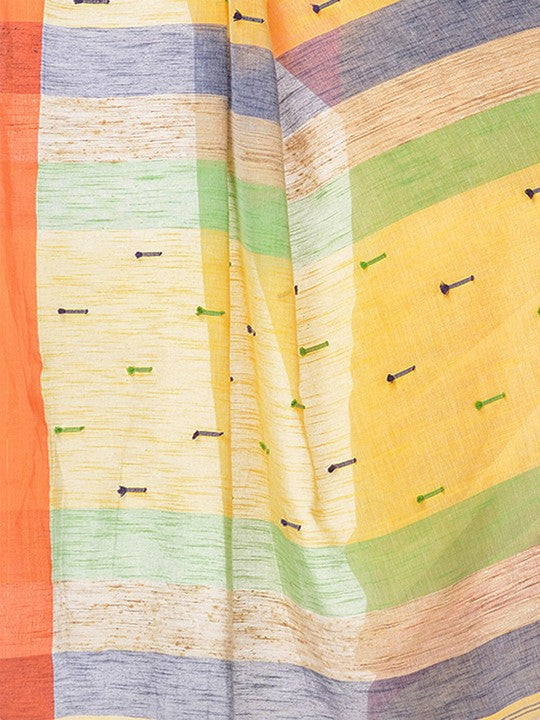 DESH BIDESH Woven Design Pure Cotton Traditional Taant Saree