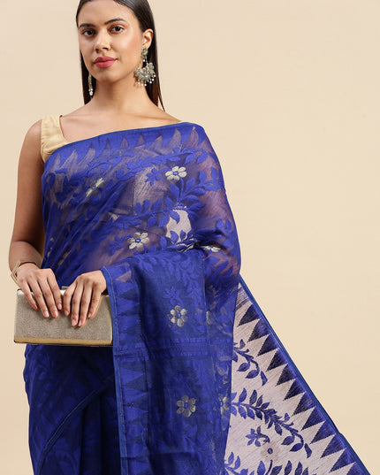 DESH BIDESH Floral Pure Cotton Taant Saree