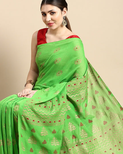 DESH BIDESH Woven Design Ethnic Motifs Pure Cotton Khadi Saree