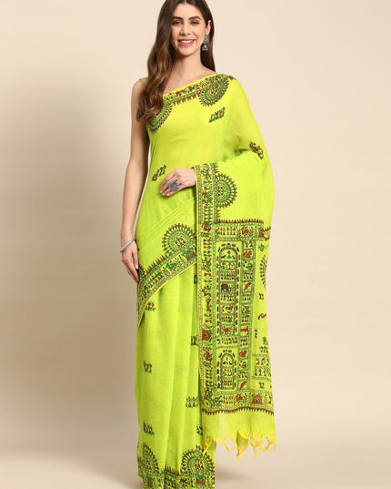 DESH BIDESH Warli Pure Cotton Taant Saree