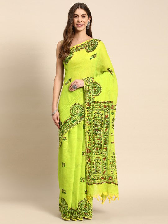 DESH BIDESH Warli Pure Cotton Taant Saree