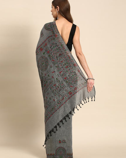 DESH BIDESH Warli Pure Cotton Taant Saree