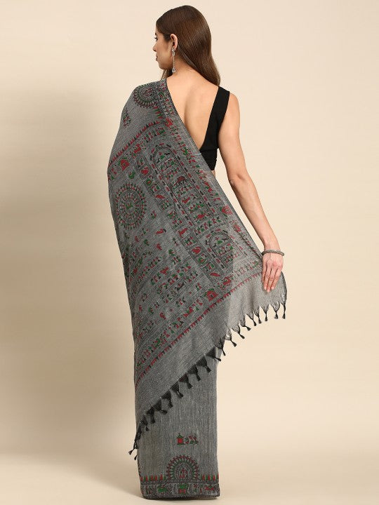 DESH BIDESH Warli Pure Cotton Taant Saree