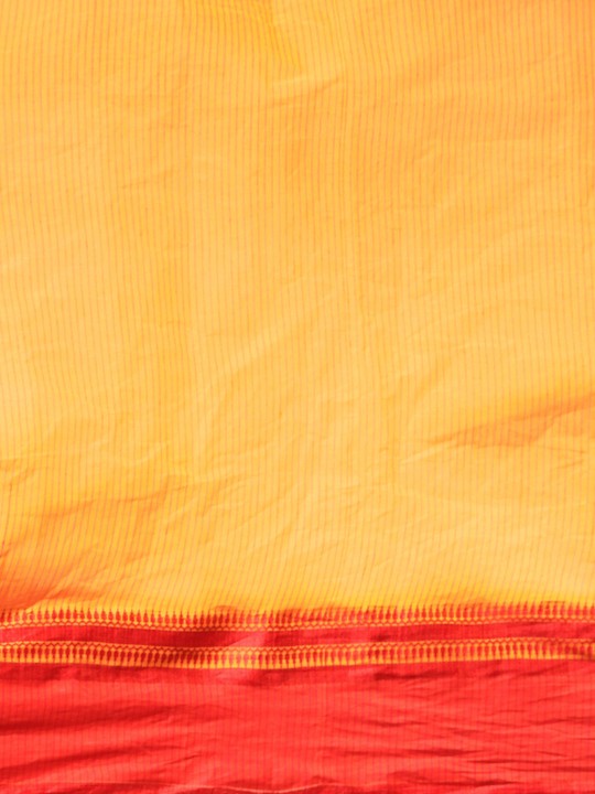 DESH BIDESH Yellow & Orange Woven Design Pure Cotton Taant Saree