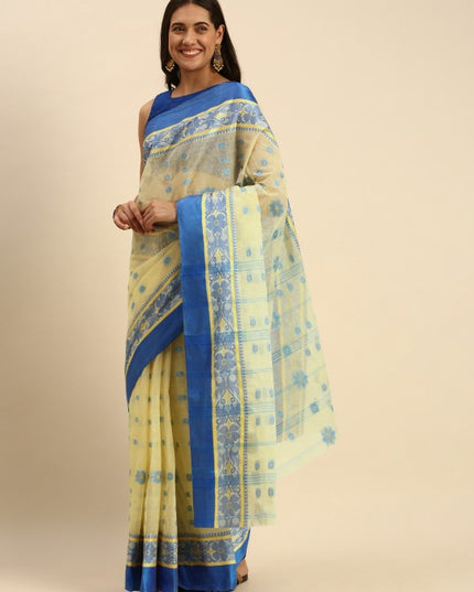 DESH BIDESH Woven Design Pure Cotton Taant Saree