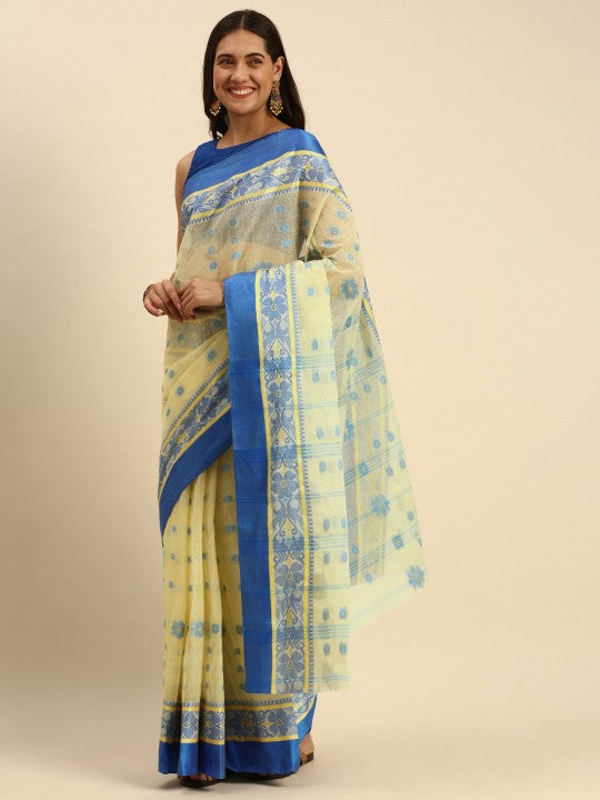 DESH BIDESH Woven Design Pure Cotton Taant Saree