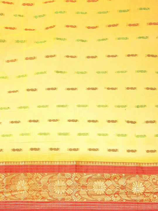 DESH BIDESH Yellow Ethnic Motifs Pure Cotton Taant Saree