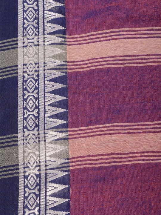 DESH BIDESH Premium Purple Woven Design Tissue Saree with Unstitched Blouse Piece