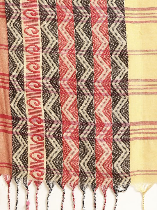DESH BIDESH Yellow Pure Cotton Taant Saree