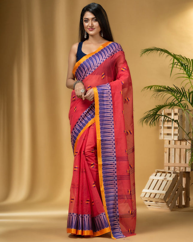 DESH BIDESH Ethnic Motifs Woven Design Pure Cotton Taant Saree