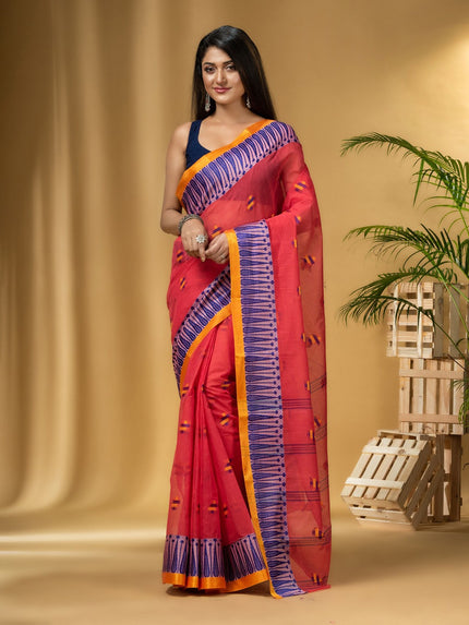 DESH BIDESH Ethnic Motifs Woven Design Pure Cotton Taant Saree