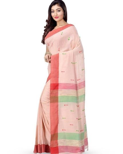 DESH BIDESH Woven Design Zari Pure Cotton Handloom Taant Saree